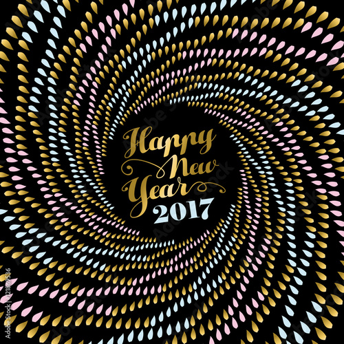 New Year 2017 gold mandala art for card design