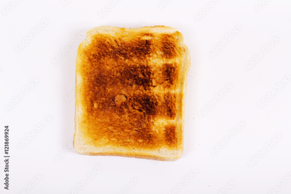 Slice of toast on a white background Slice of toast on a white background