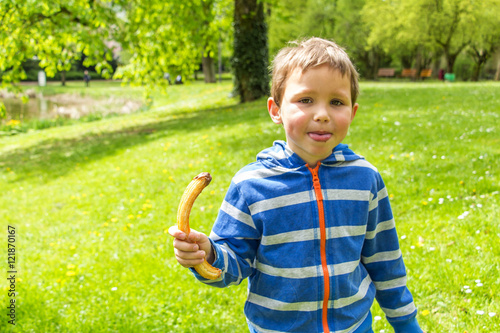 Sweet chocolate snack in park photo