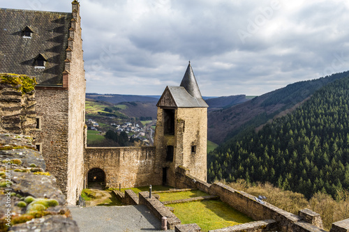 Bourscheid Castle in sunny spring day, Luxembourg photo