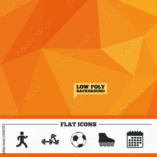 Football ball, Roller skates, Running icons.