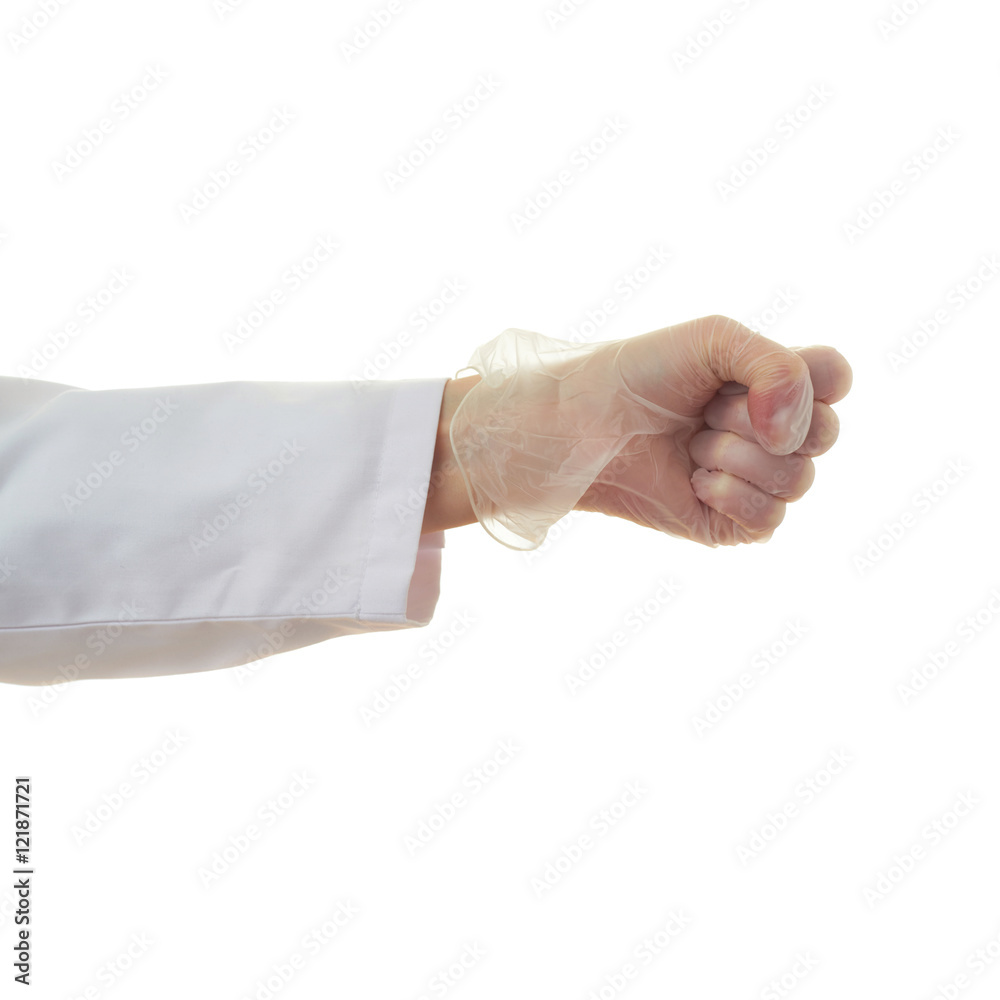Doctor female hand over white isolated background Doctor female hand over white isolated background