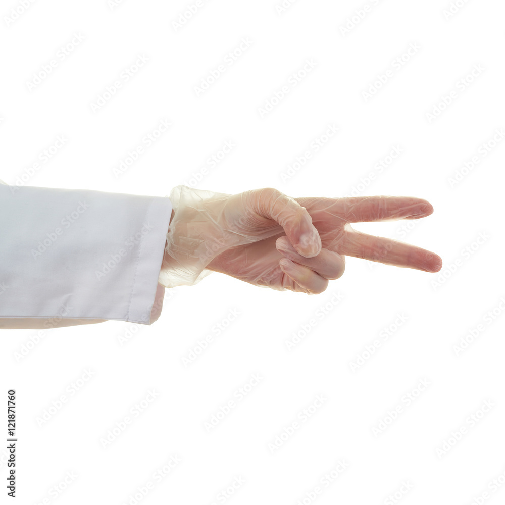 Doctor female hand over white isolated background Doctor female hand over white isolated background