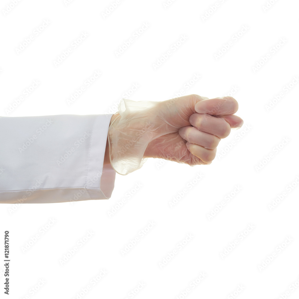Doctor female hand over white isolated background Doctor female hand over white isolated background