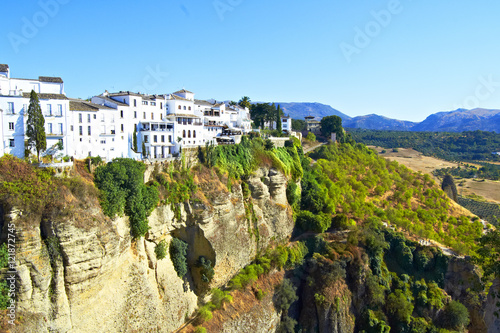 White houses with cliff in Ronda, Spain