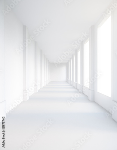 Fototapeta Empty white corridor