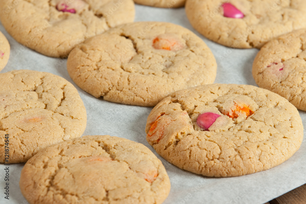 Homebaked Chewable Butter Biscuits With Colored Chocolate Sweets Homebaked Chewable Butter Biscuits With Colored Chocolate Sweets