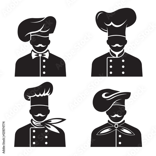 monochrome collection of four mustachioed chefs