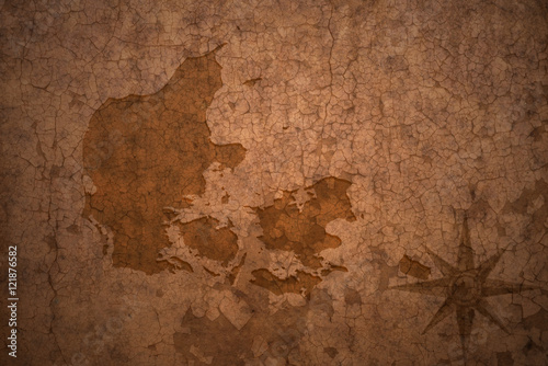 denmark map on vintage crack paper background