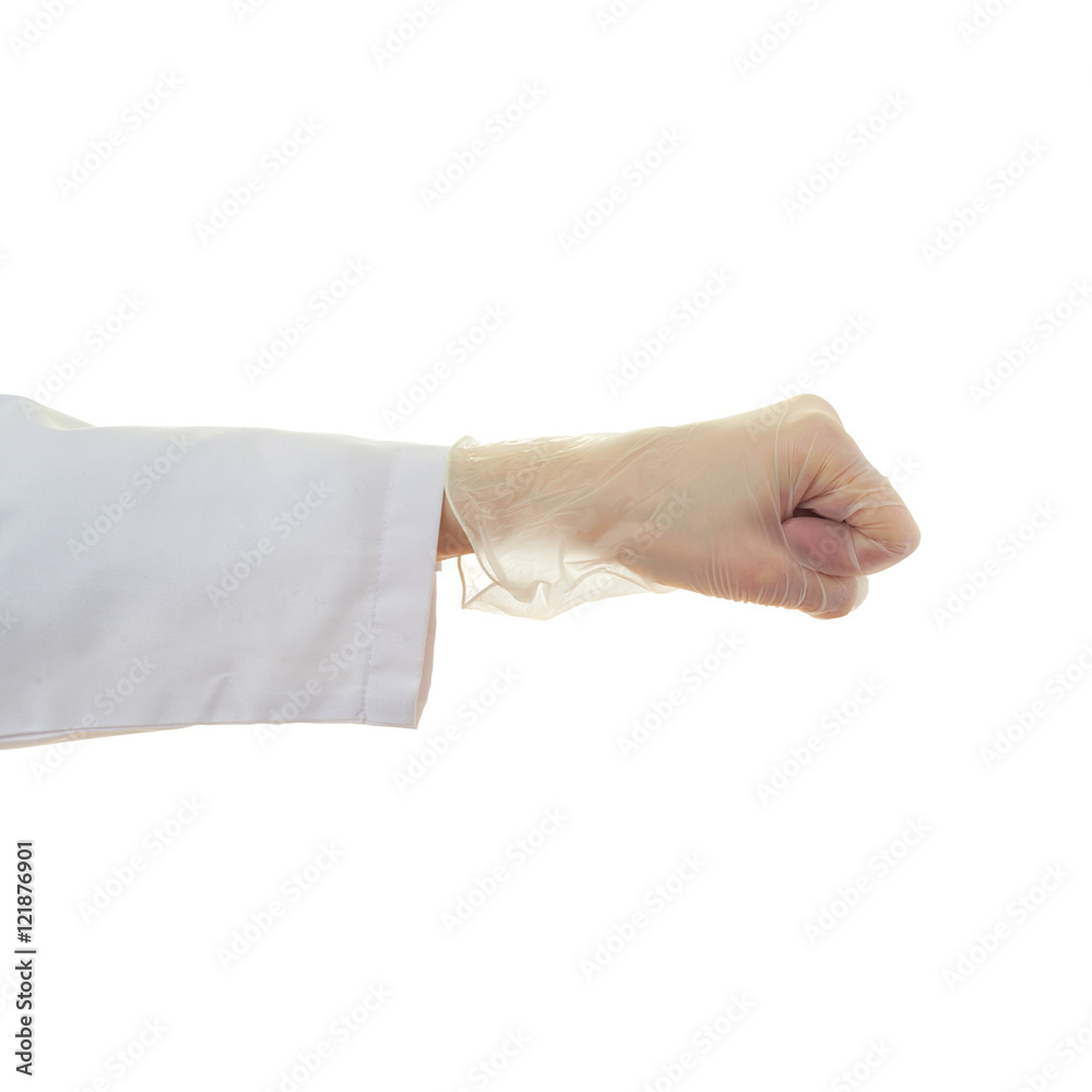 Doctor female hand over white isolated background Doctor female hand over white isolated background