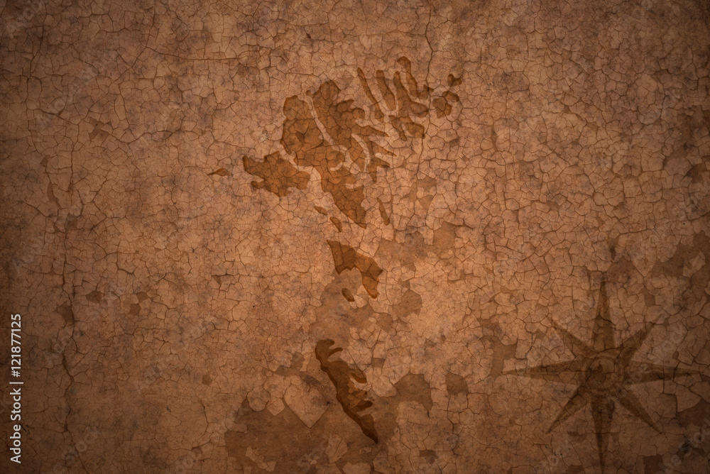 faroe islands map on vintage crack paper background