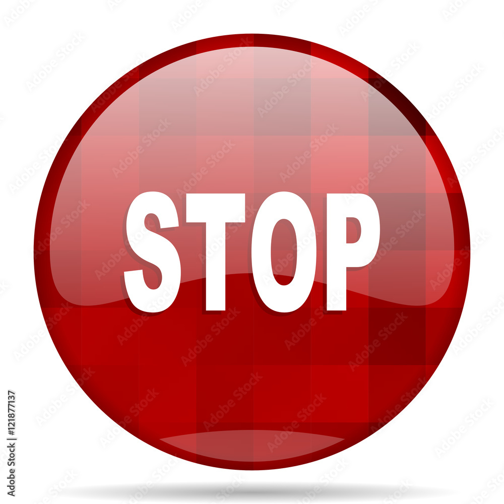 stop red round circle glossy modern design web icon