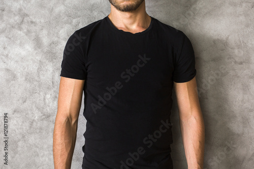 Man in black shirt closeup