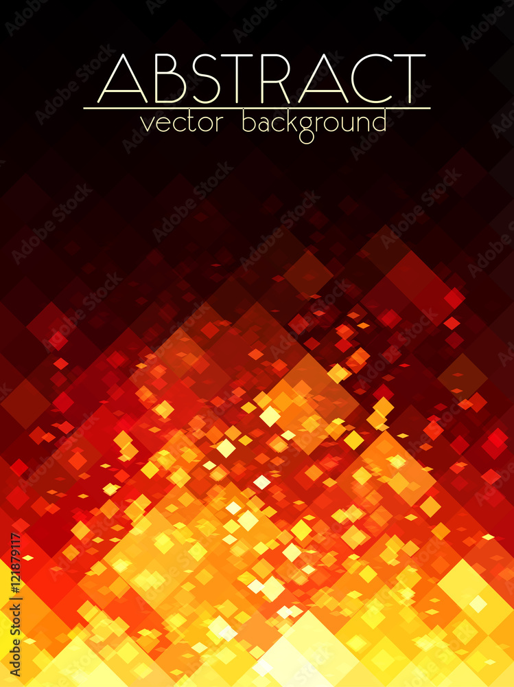 Bright orange fire grid vector abstract vertical background