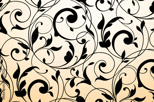 Black vintage ornament on white and cream gradient background