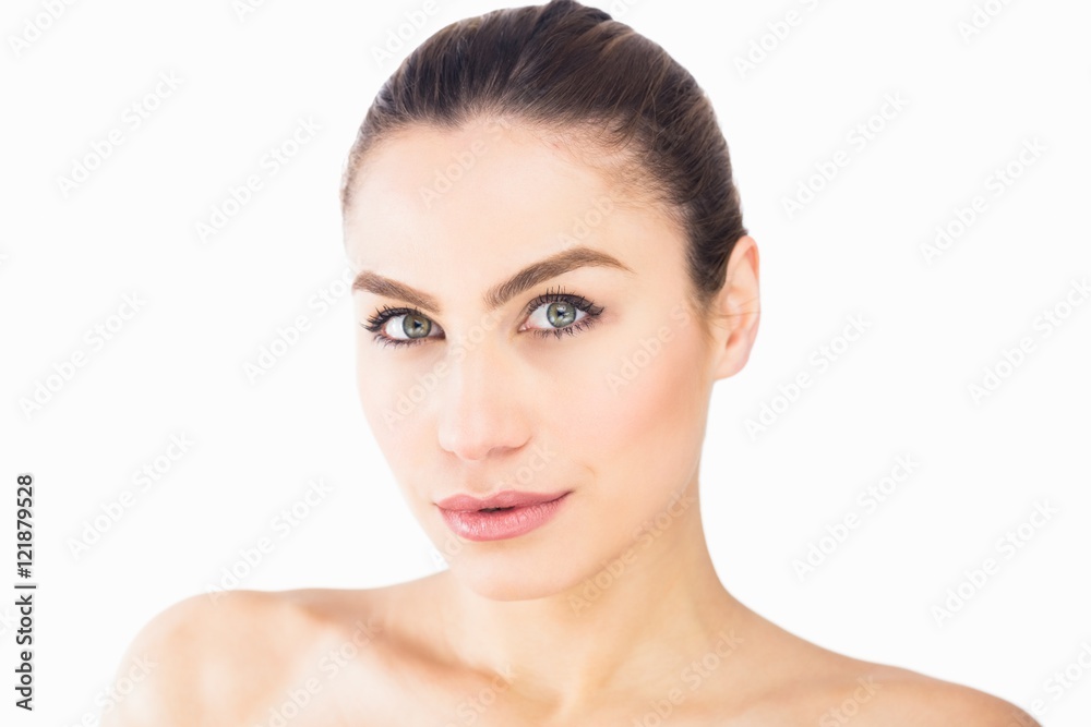 Portrait of beautiful woman posing against white background Portrait of beautiful woman posing against white background
