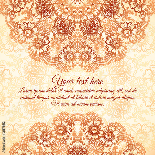 Vector ornate vintage background in mehndi style