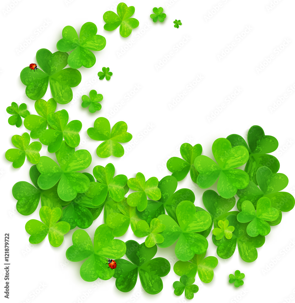 Green swirl made of vector clovers isolated on white Green swirl made of vector clovers isolated on white