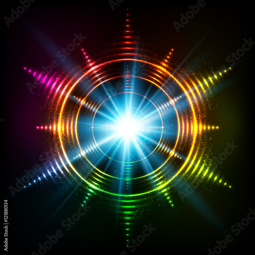 Vector abstract rainbow neon spirals vector cosmic star