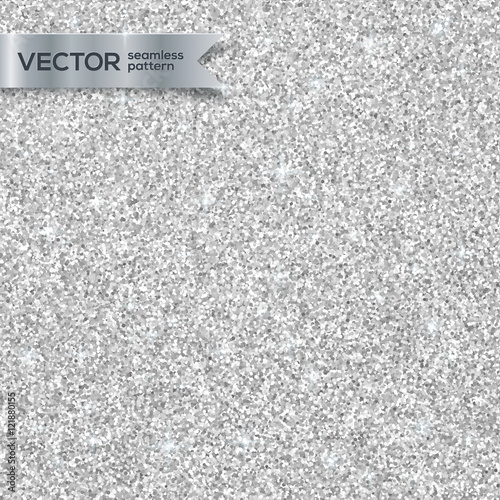 3D Fototapete Silber - Fototapete Shining silver glitter texture vector seamless pattern