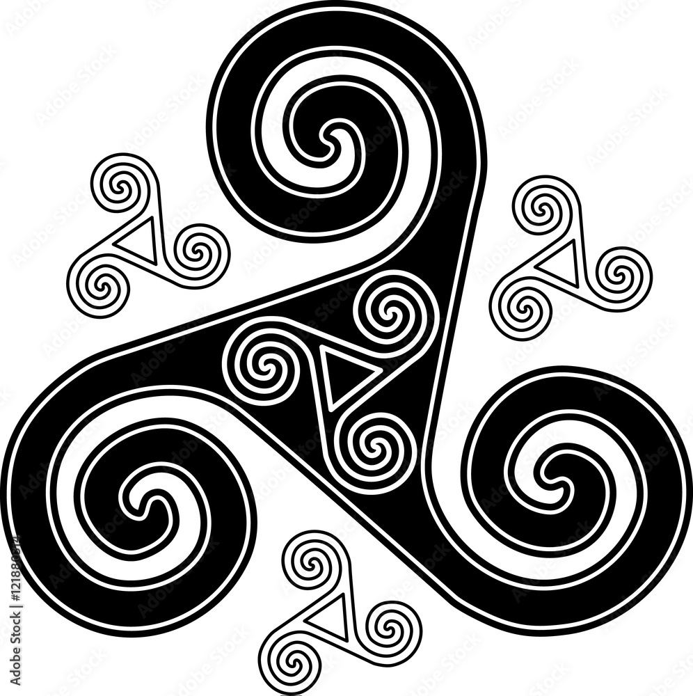 Fototapeta premium Black and white isloated vector celtic triskel symbol