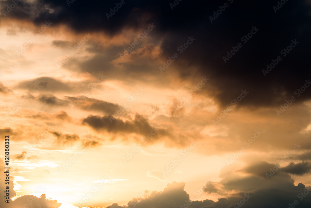 Fototapeta premium colorful dramatic sky with cloud at sunset