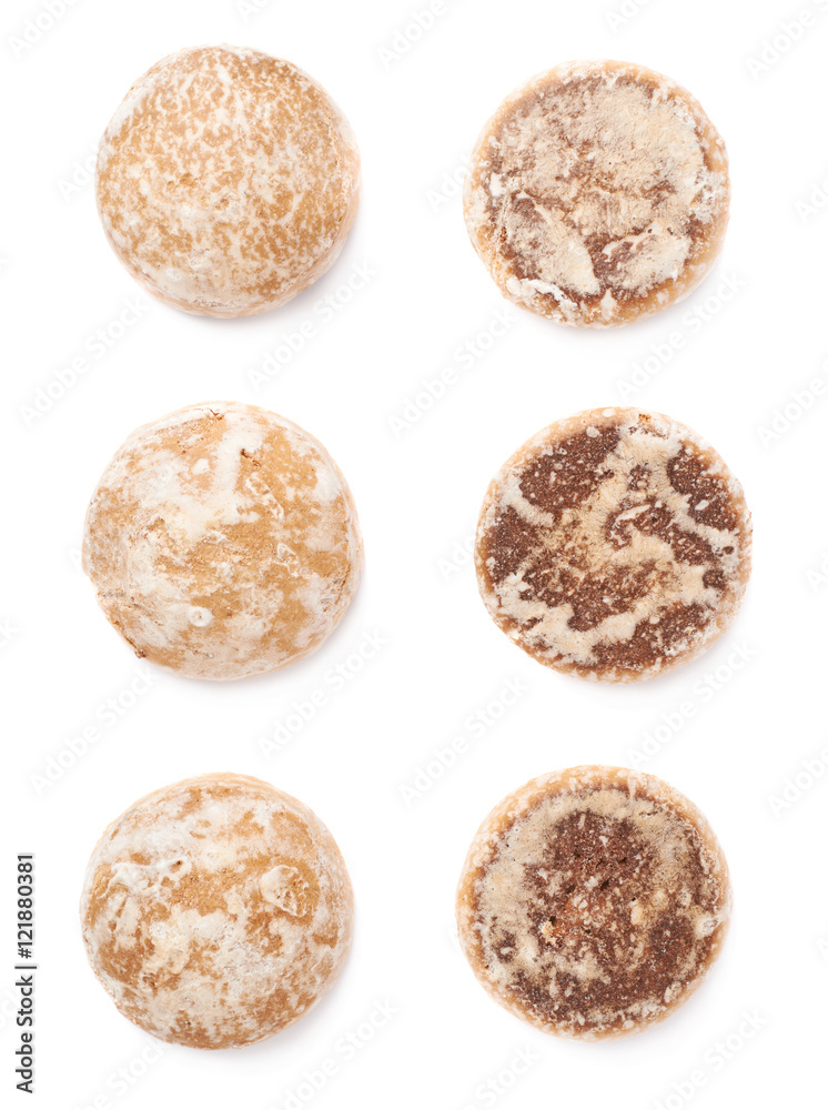 Set of small cake gingerbread  isolated over the white background
