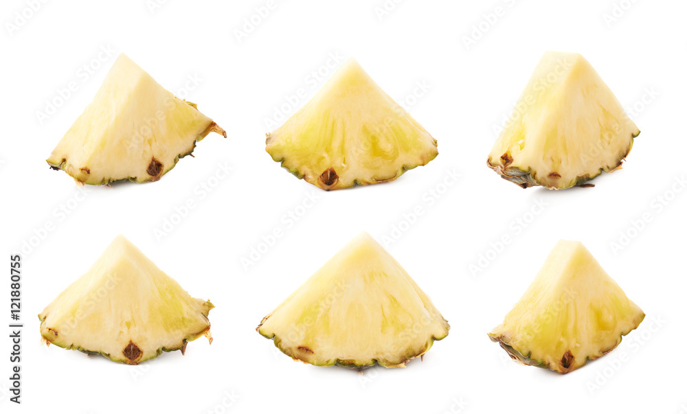 Slices of pineapple isolated over white background Slices of pineapple isolated over white background