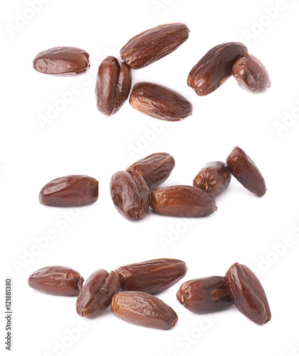 Pile of date fruits over isolated white background surface