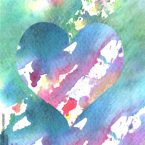 Heart painted watercolor. Print for clothes.