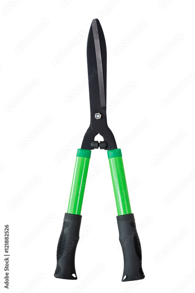 Modern model of Grass Shears close up isolated on white background. Modern model of Grass Shears close up isolated on white background.