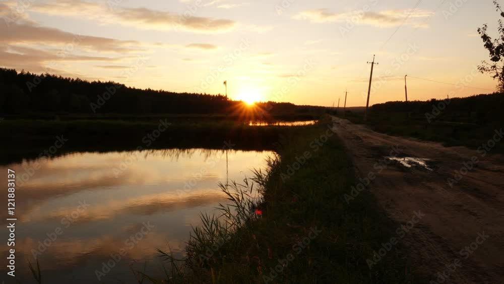 Sunset at the autumn lake, timelapse Sunset at the autumn lake, timelapse