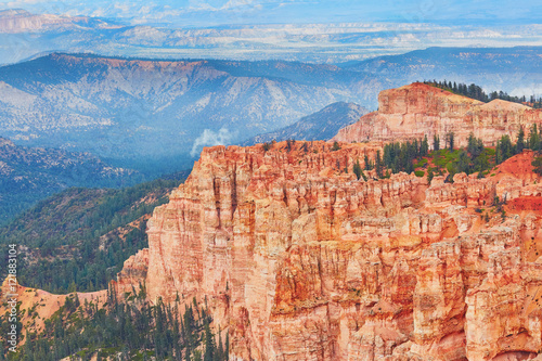 Red sandstone hoodoos in Bryce Canyon National Park in Utah, USA