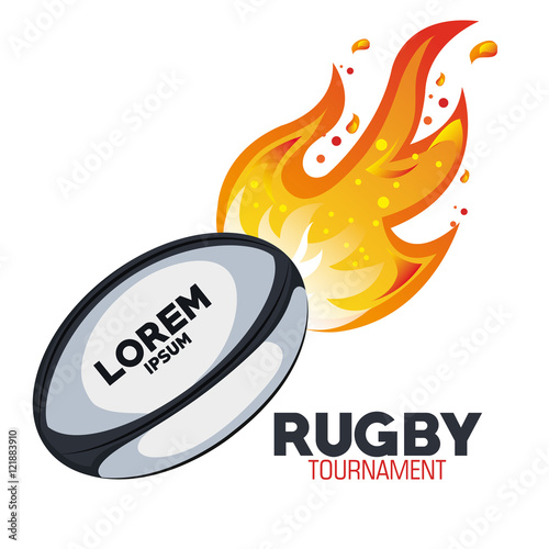 rugby goal tournament with flames graphic vector illustration eps 10