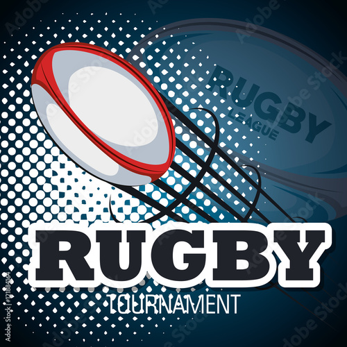 rugby ball flying with backgorund blue design vector illustration eps 10