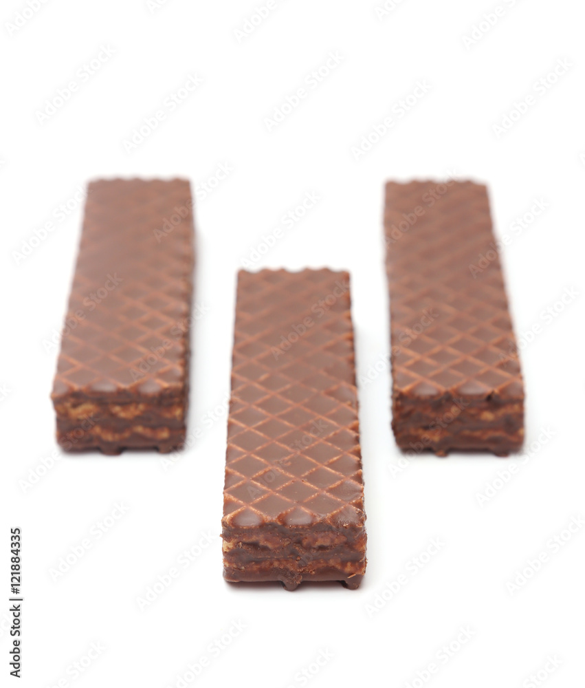 Chocolate Peanut Butter Wafer Cookies on a White Background Chocolate Peanut Butter Wafer Cookies on a White Background