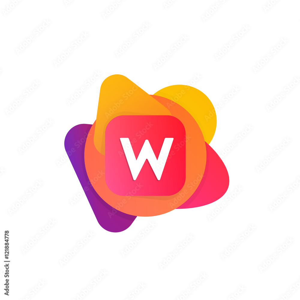 Abstract fun shape elements company logo sign icon. W letter log Abstract fun shape elements company logo sign icon. W letter log