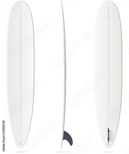 White vector surfing board realistic template - longboard