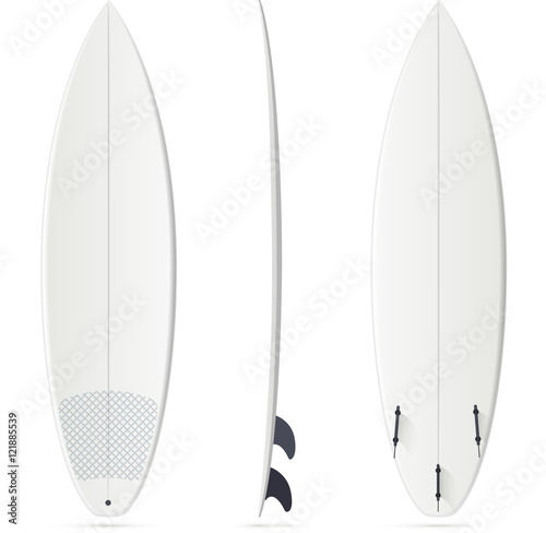 White vector surfing board template - short board