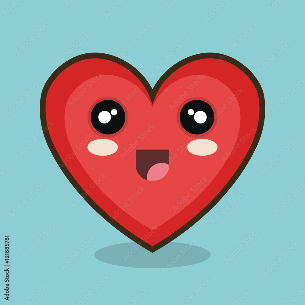 kawaii heart happy red design vector illustration eps 10 kawaii heart happy red design vector illustration eps 10