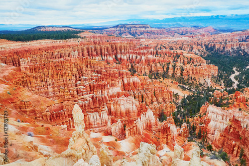 Red sandstone hoodoos in Bryce Canyon National Park in Utah, USA