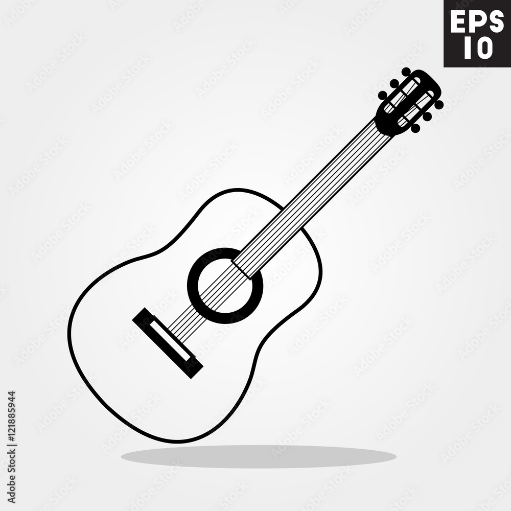 Guitar icon in trendy flat style isolated on grey background. Id card symbol for your design, logo, UI. Vector illustration, EPS10. Guitar icon in trendy flat style isolated on grey background. Id card symbol for your design, logo, UI. Vector illustration, EPS10.