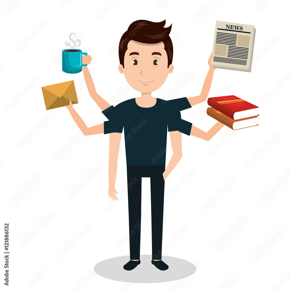man with many arms multitask graphic vector illustration eps 10 man with many arms multitask graphic vector illustration eps 10