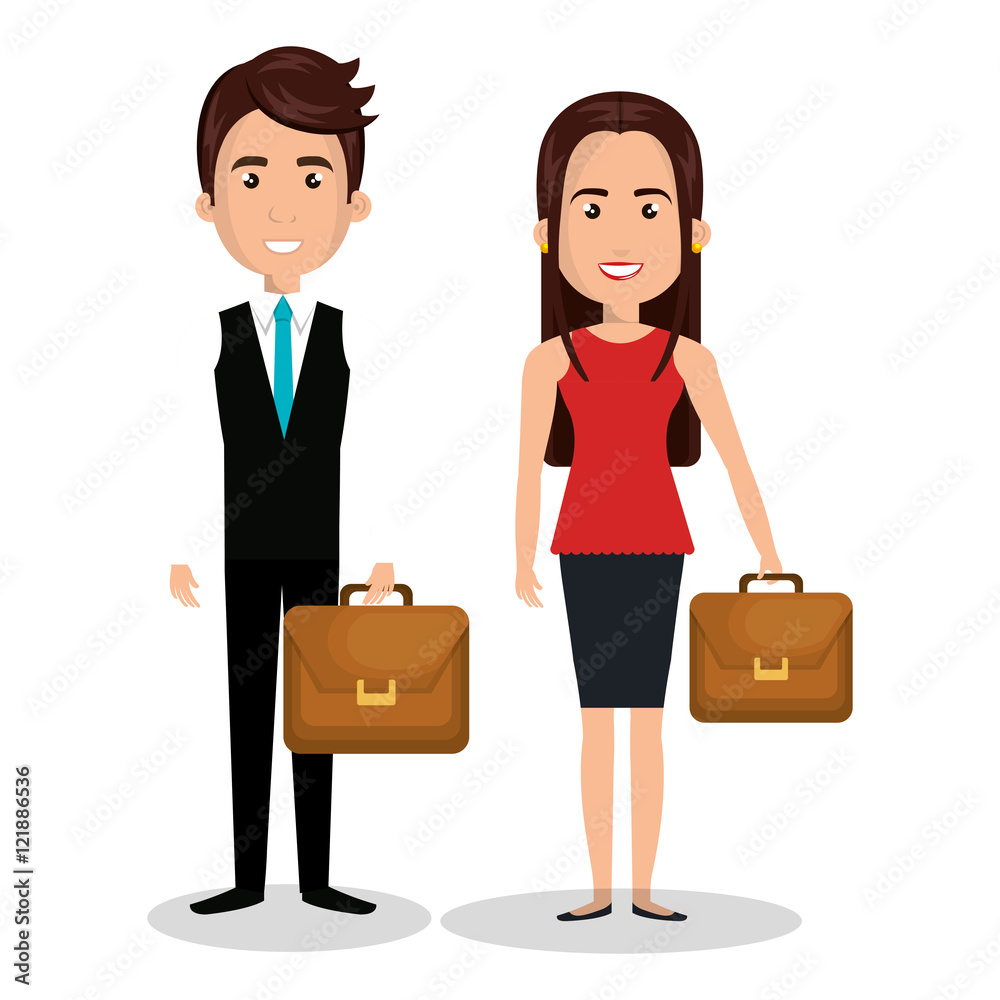 couple cartoon worker businesspeople design graphic vector illustration eps 10