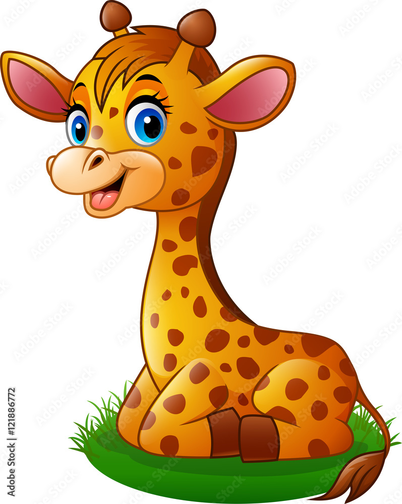 Fototapeta premium Cartoon baby giraffe