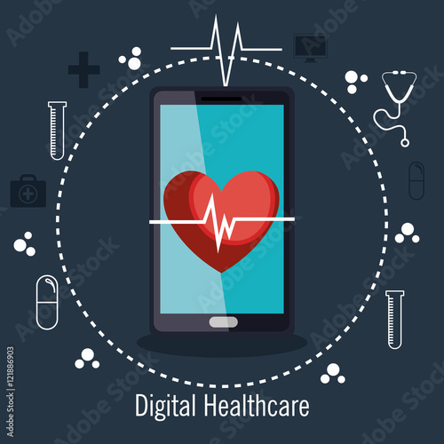digital healthcare cardio app graphic design vector illustration eps 10