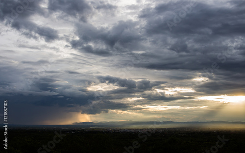 colorful dramatic sky with cloud at sunset