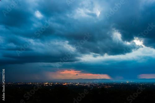 colorful dramatic sky with cloud at sunset