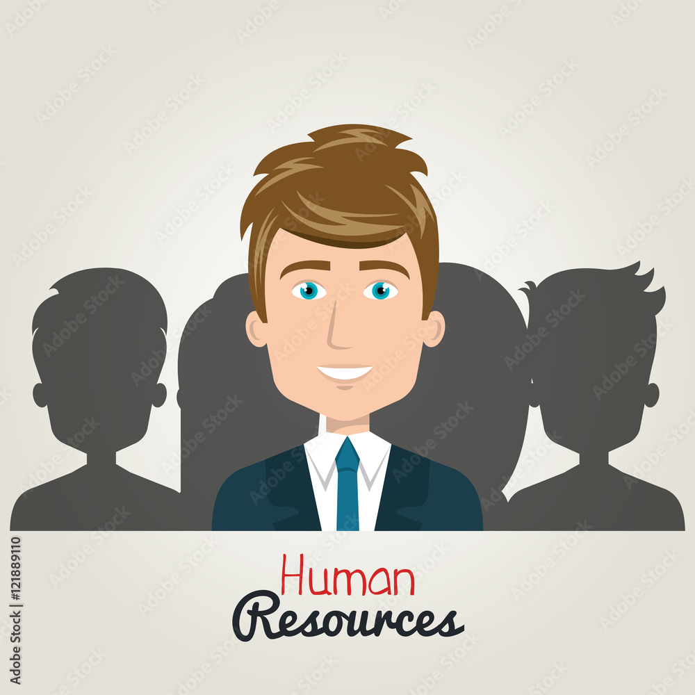 human resources character man elegant with suit. silhouette vector illustration