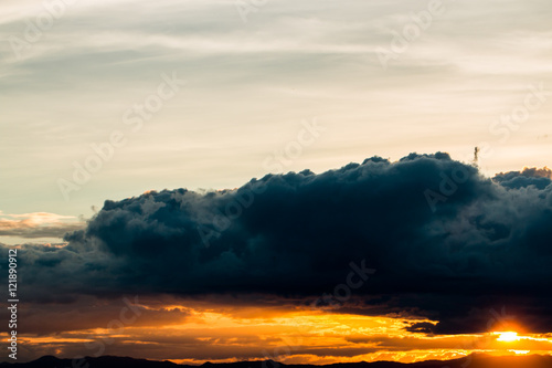 colorful dramatic sky with cloud at sunset